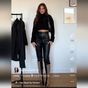 Zara Ankle Faux Leather Pants High Rise  Black Size Small